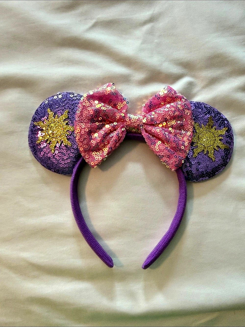 Rapunzel Tangled Sequin Ear Headband Purple & Pink Like New